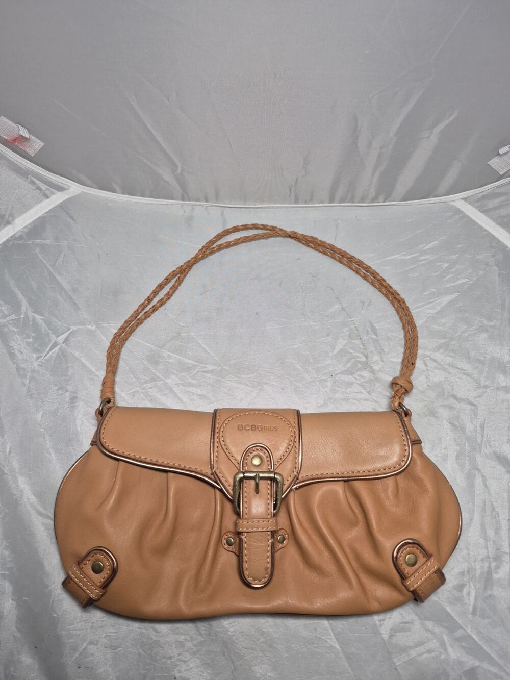 💥 Y2k bcbgirls Leather Hobo Bag Satchel Metal Accents Brown